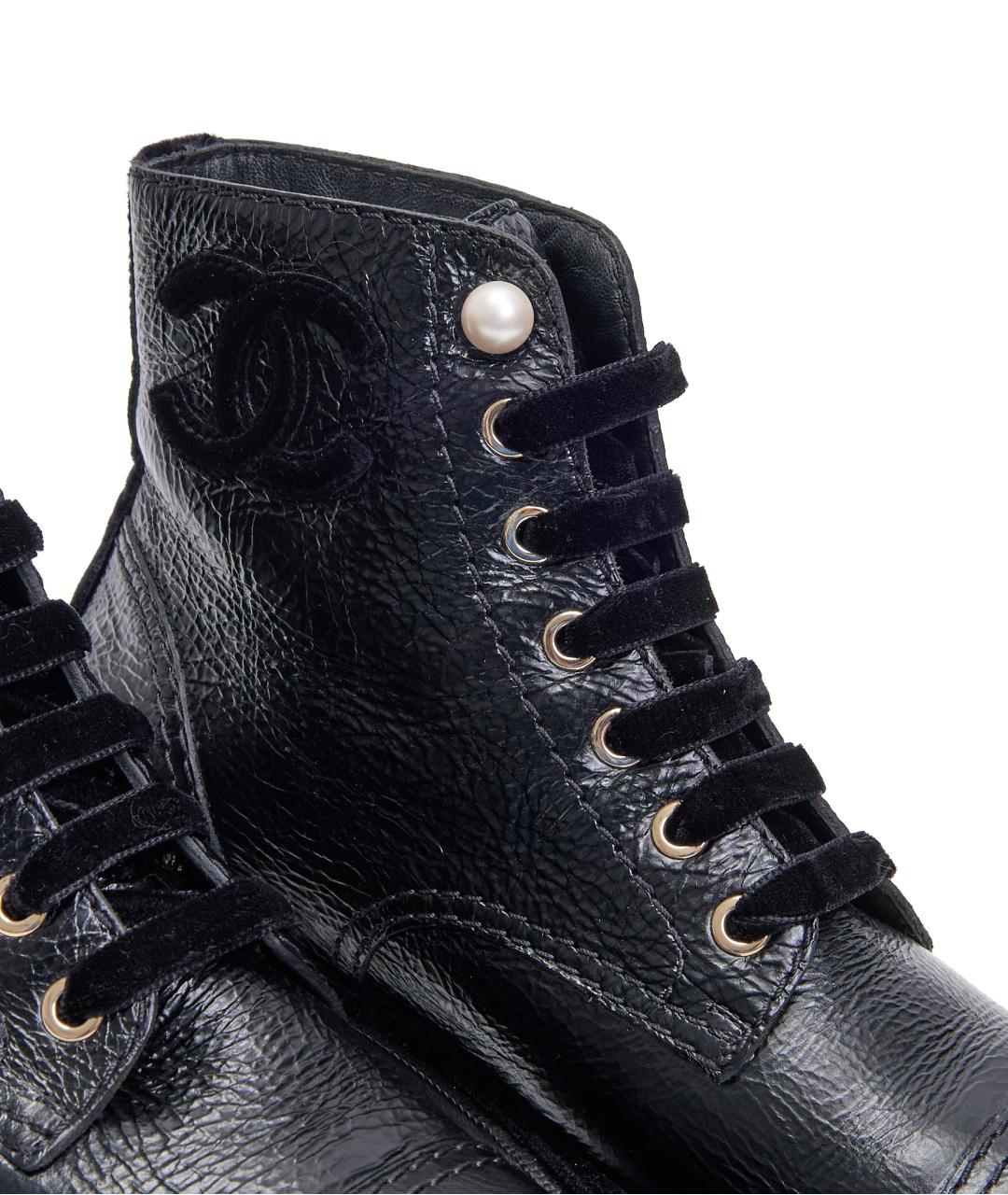 CHANEL Черные кожаные ботинки, фото 5