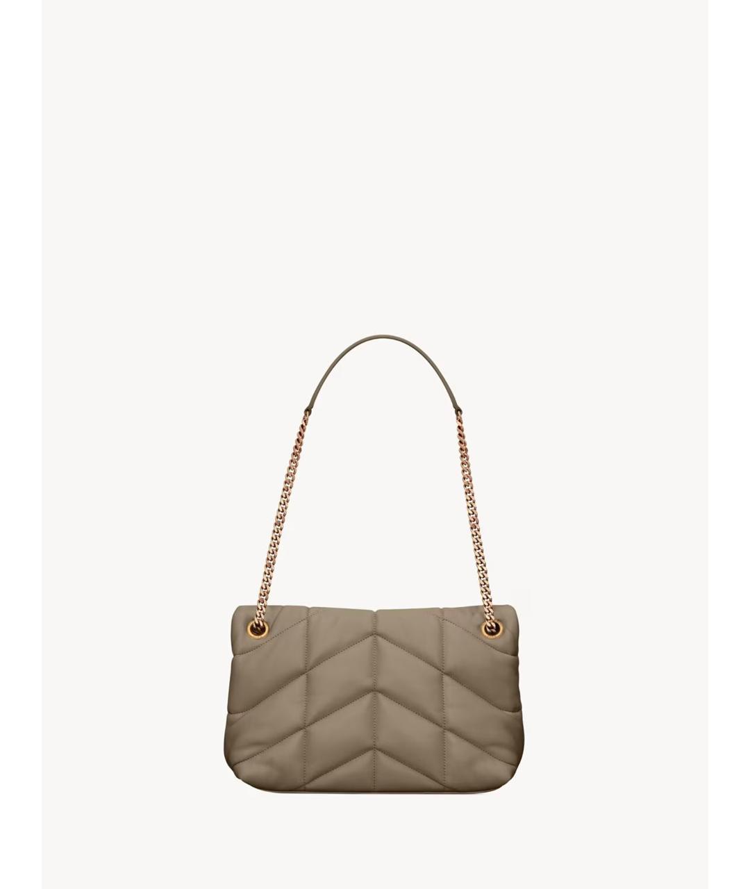 SAINT LAURENT Бежевая кожаная сумка через плечо, фото 2