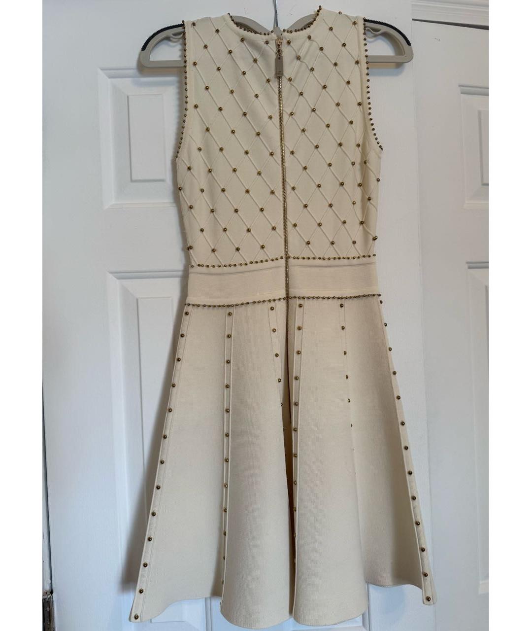 ELISABETTA FRANCHI Бежевое вискозное коктейльное платье, фото 2