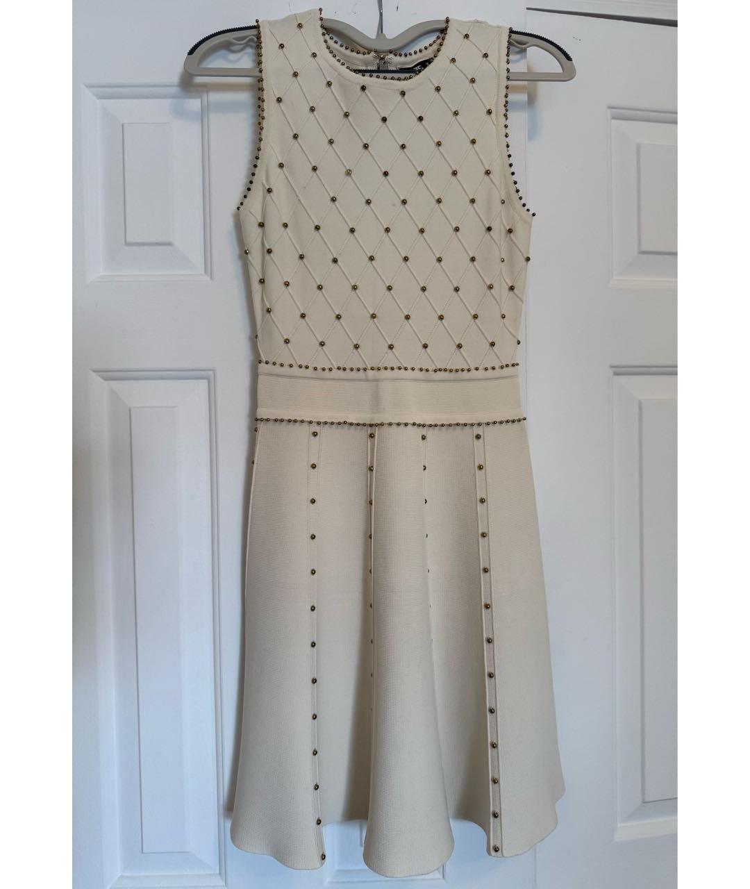 ELISABETTA FRANCHI Бежевое вискозное коктейльное платье, фото 5