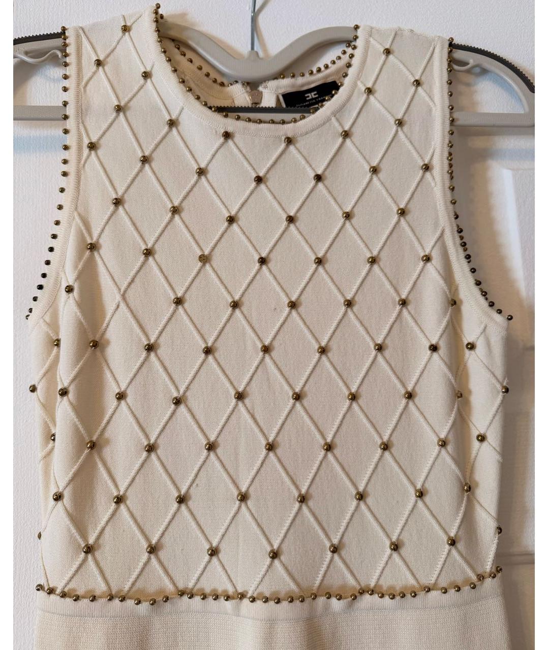 ELISABETTA FRANCHI Бежевое вискозное коктейльное платье, фото 3