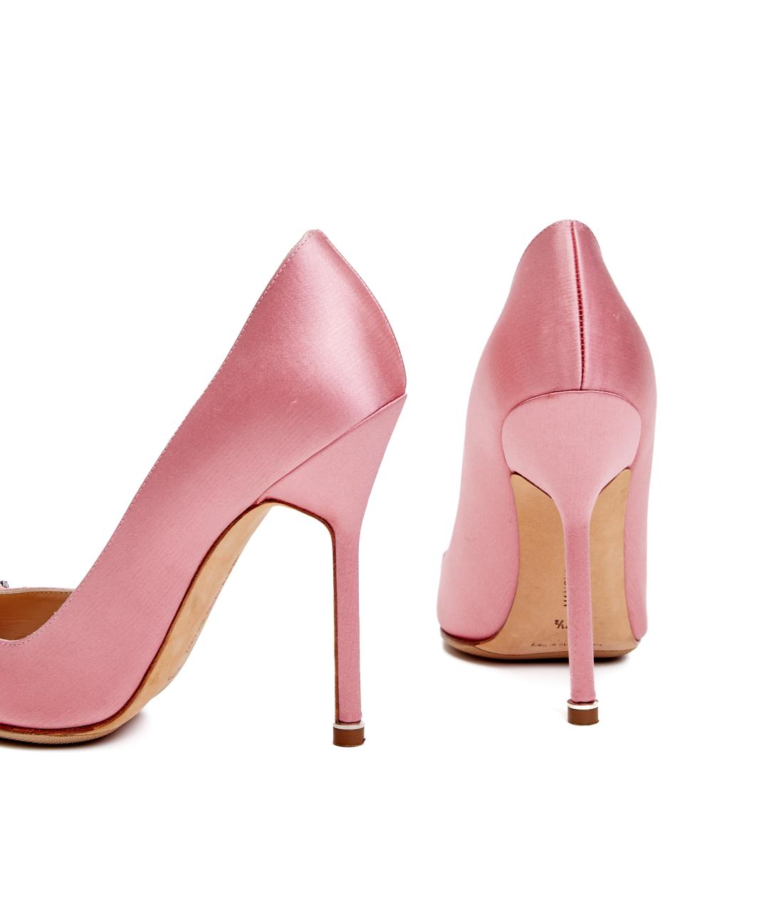 MANOLO BLAHNIK Розовые текстильные туфли, фото 3