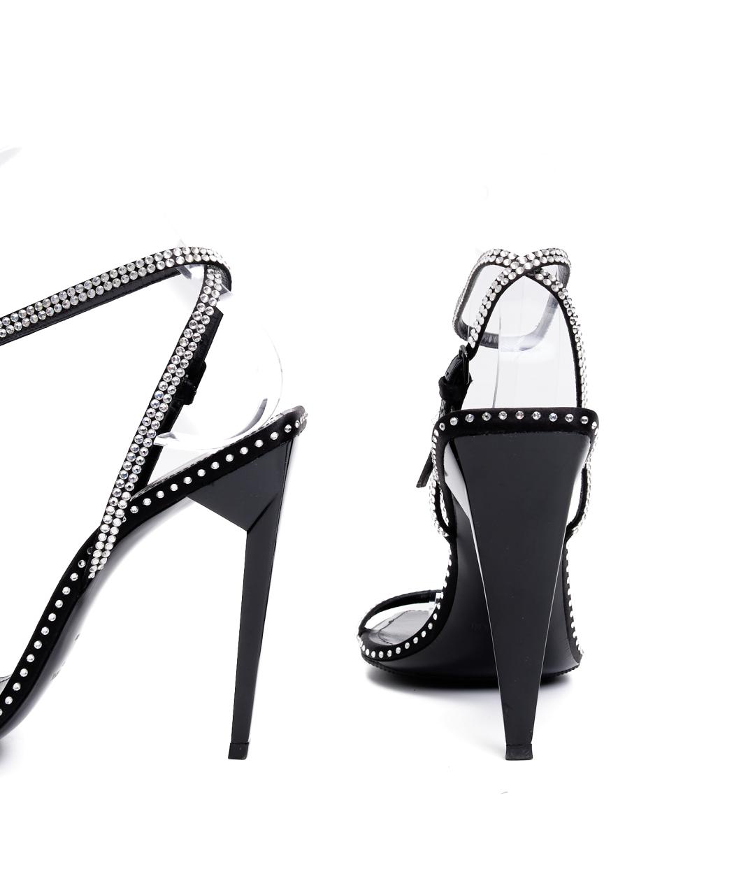 SAINT LAURENT Черные кожаные босоножки, фото 5