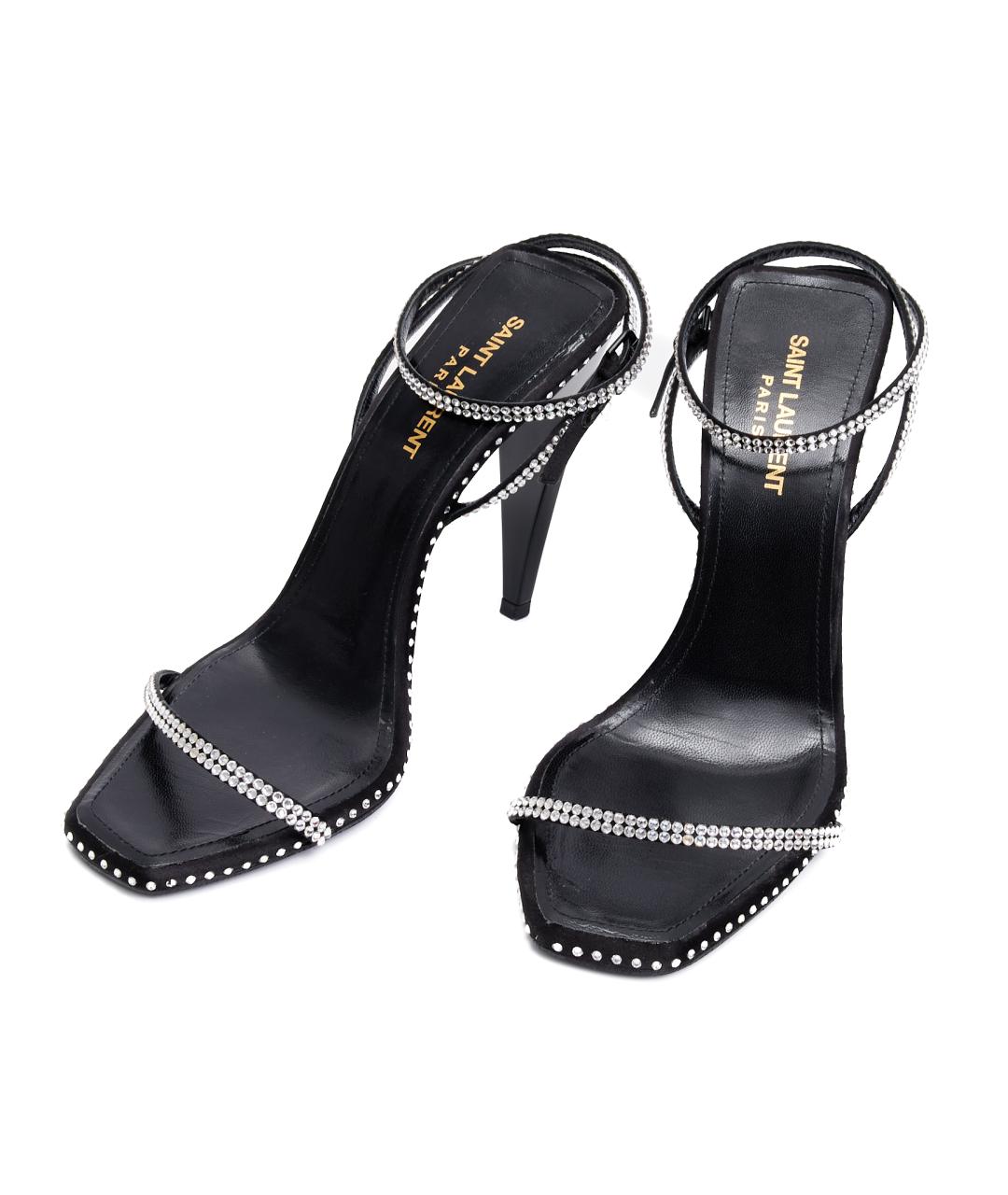 SAINT LAURENT Черные кожаные босоножки, фото 3