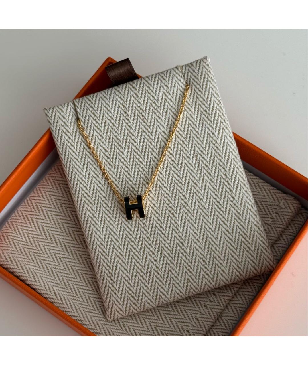 HERMES Черное металлическое колье, фото 4