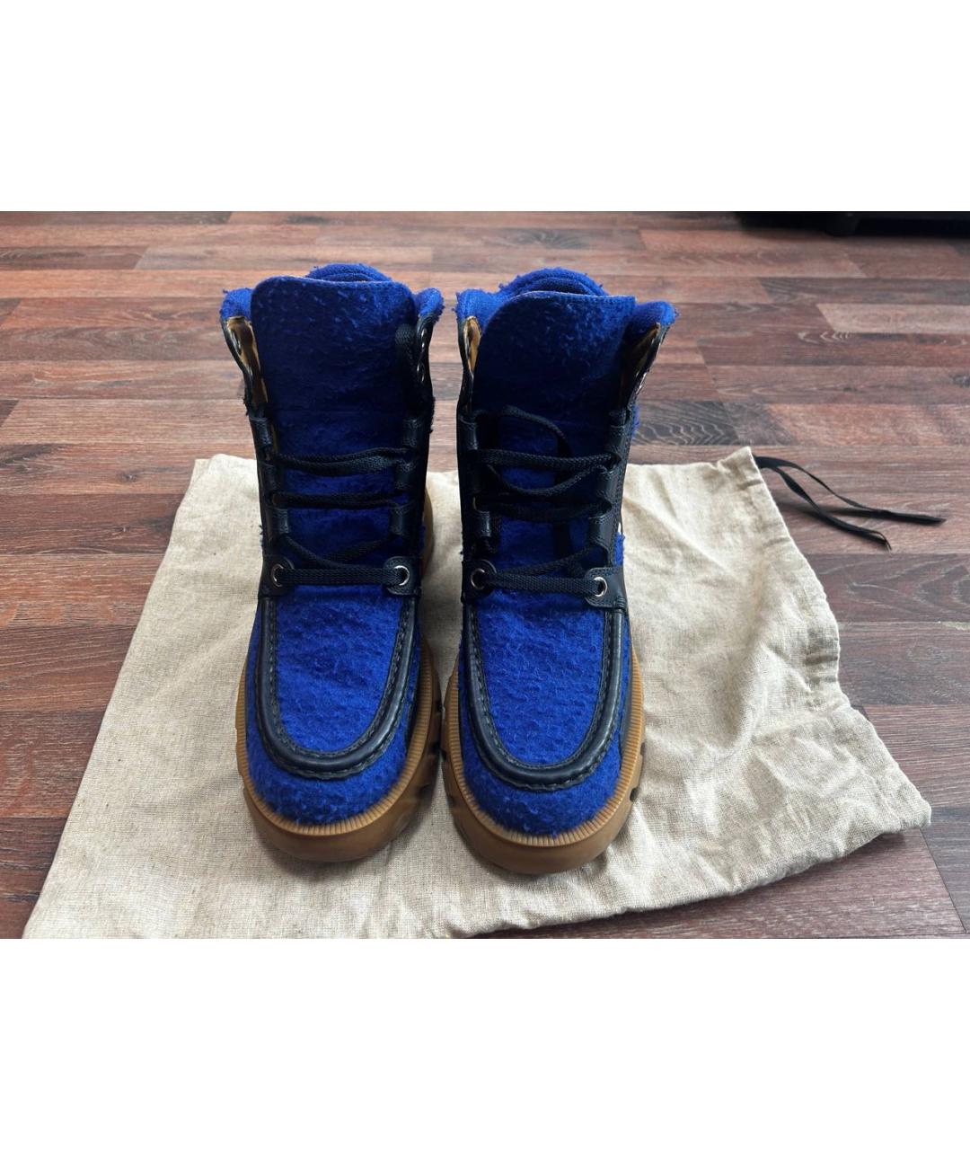 GUCCI Синие кожаные ботинки, фото 2