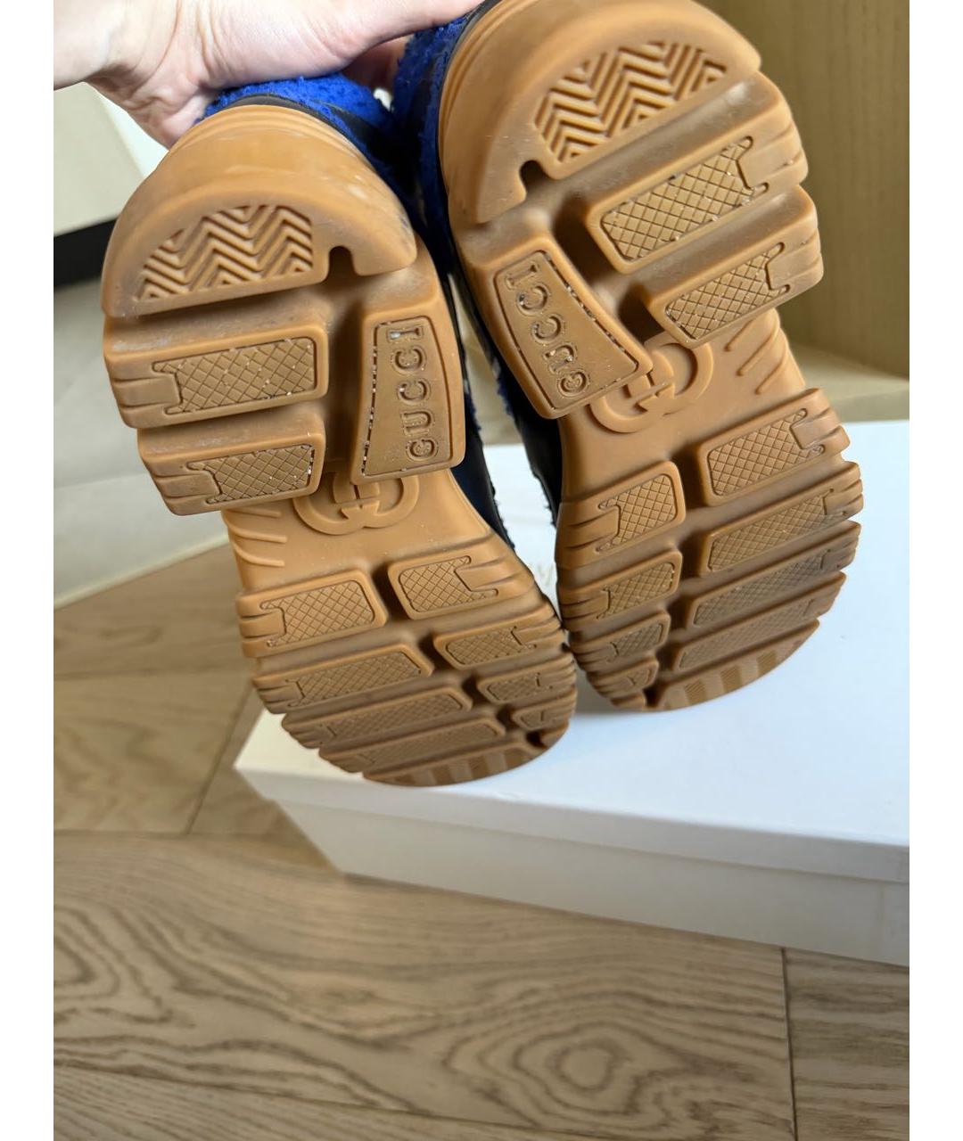 GUCCI Синие кожаные ботинки, фото 5