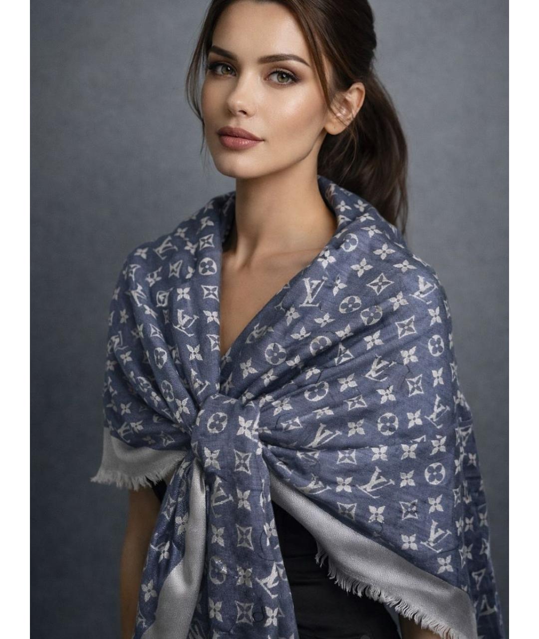 LOUIS VUITTON Голубой платок, фото 5