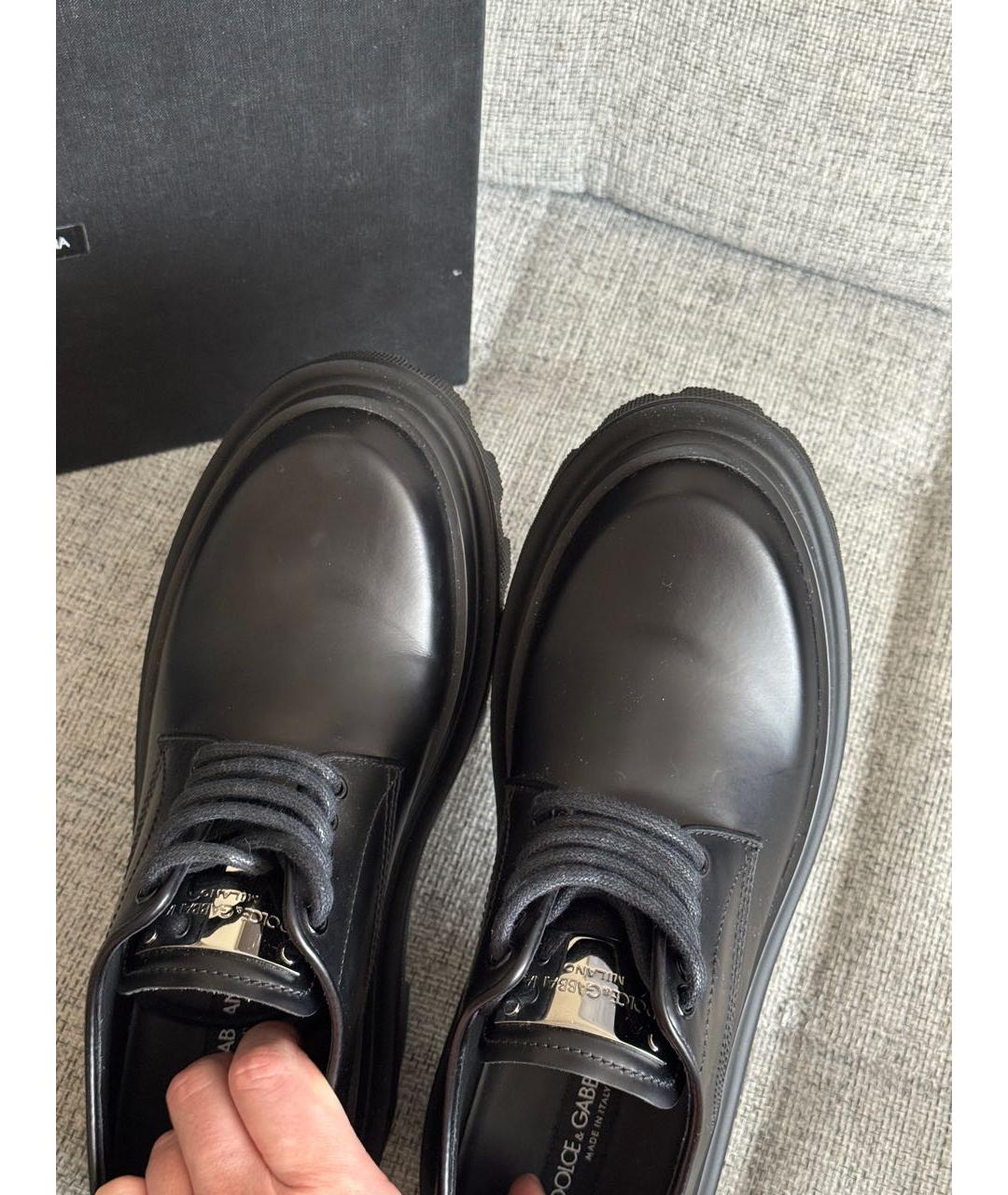 DOLCE&GABBANA Черные кожаные низкие ботинки, фото 6