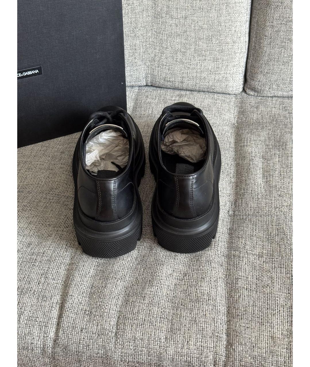 DOLCE&GABBANA Черные кожаные низкие ботинки, фото 5