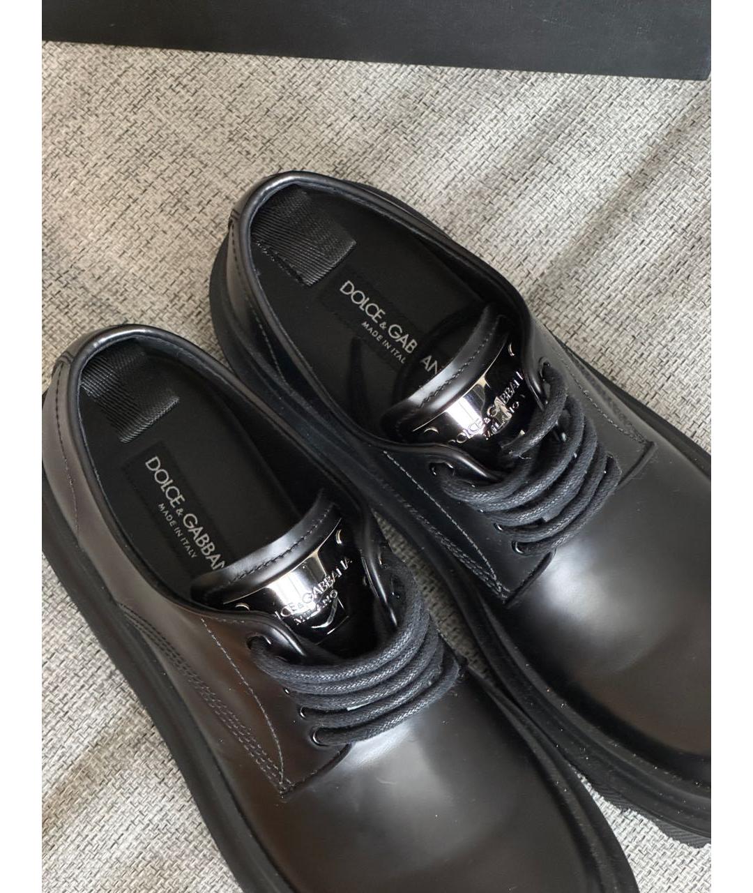 DOLCE&GABBANA Черные кожаные низкие ботинки, фото 3