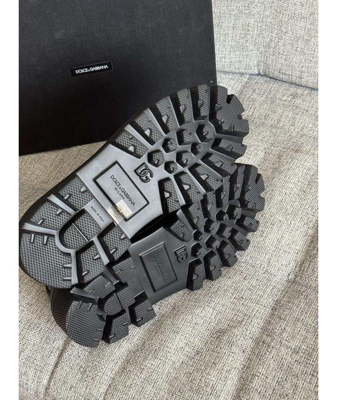 DOLCE&GABBANA Черные кожаные низкие ботинки, фото 8