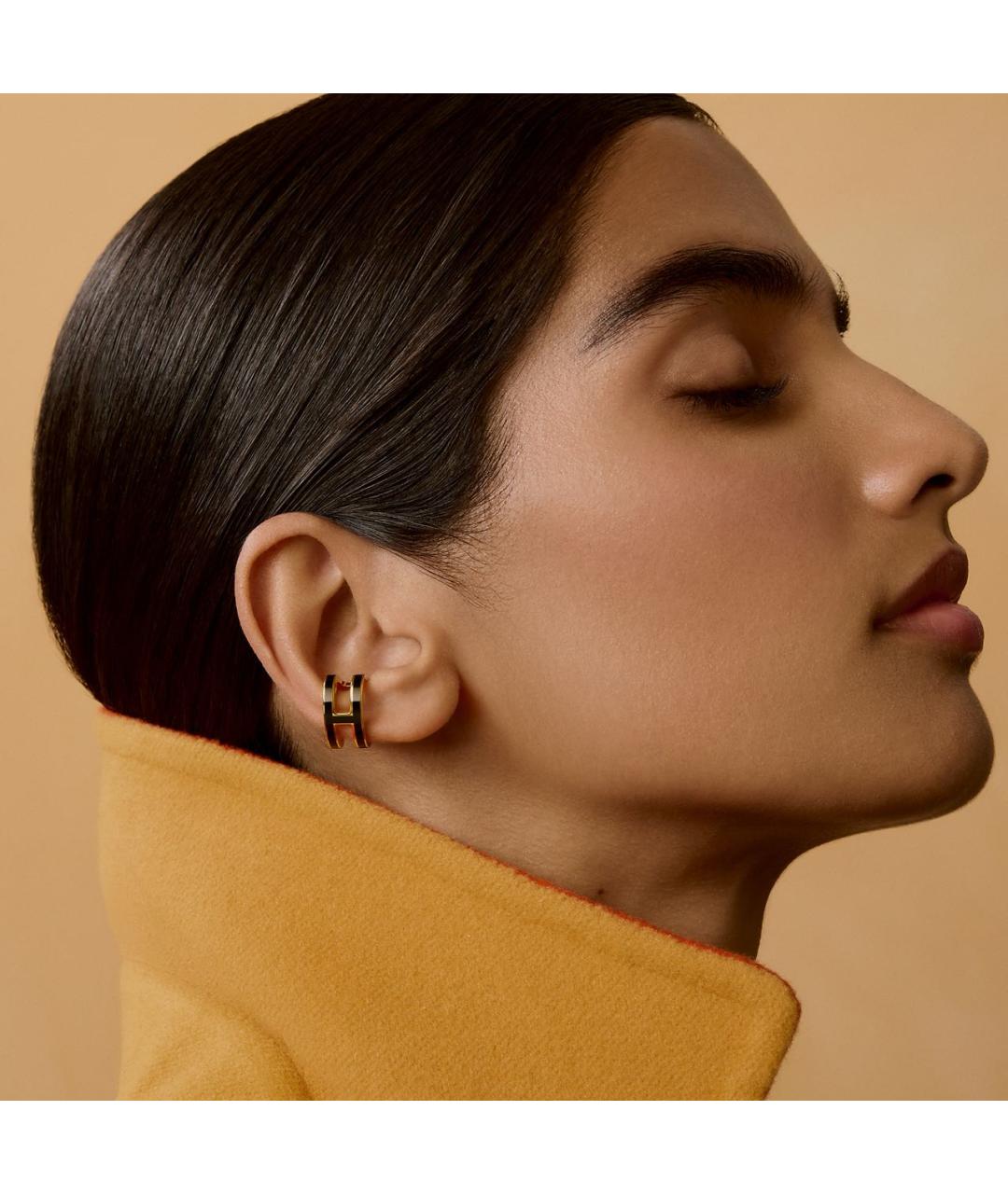 HERMES Черные металлические серьги, фото 2