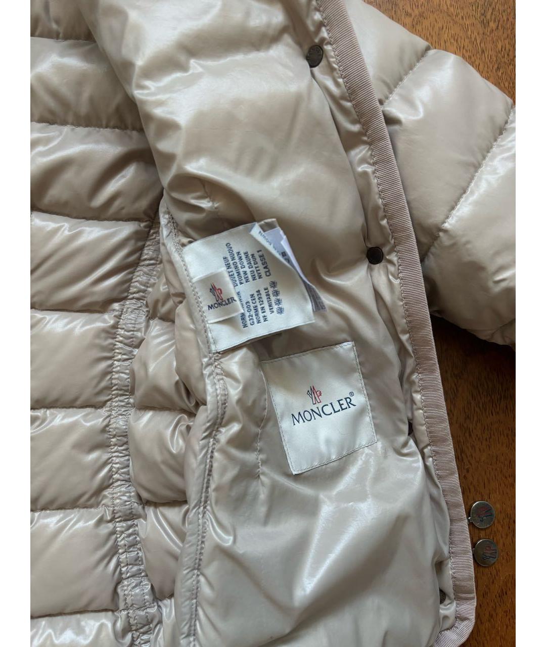 MONCLER Бежевая полиэстеровая куртка, фото 3