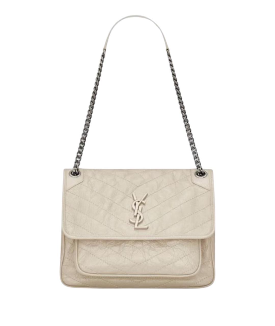 SAINT LAURENT Белая кожаная сумка через плечо, фото 1