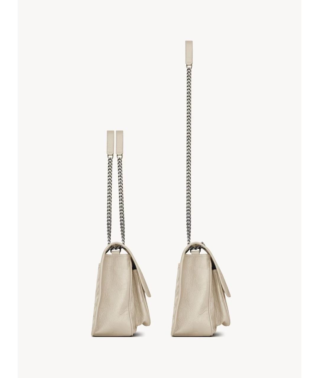 SAINT LAURENT Белая кожаная сумка через плечо, фото 3