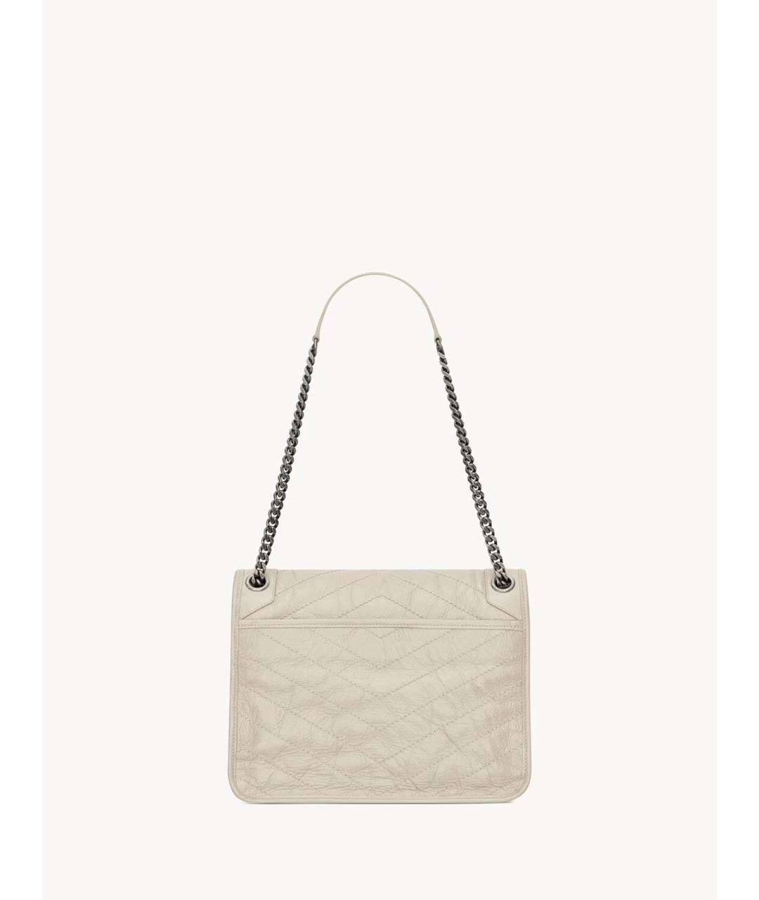 SAINT LAURENT Белая кожаная сумка через плечо, фото 2