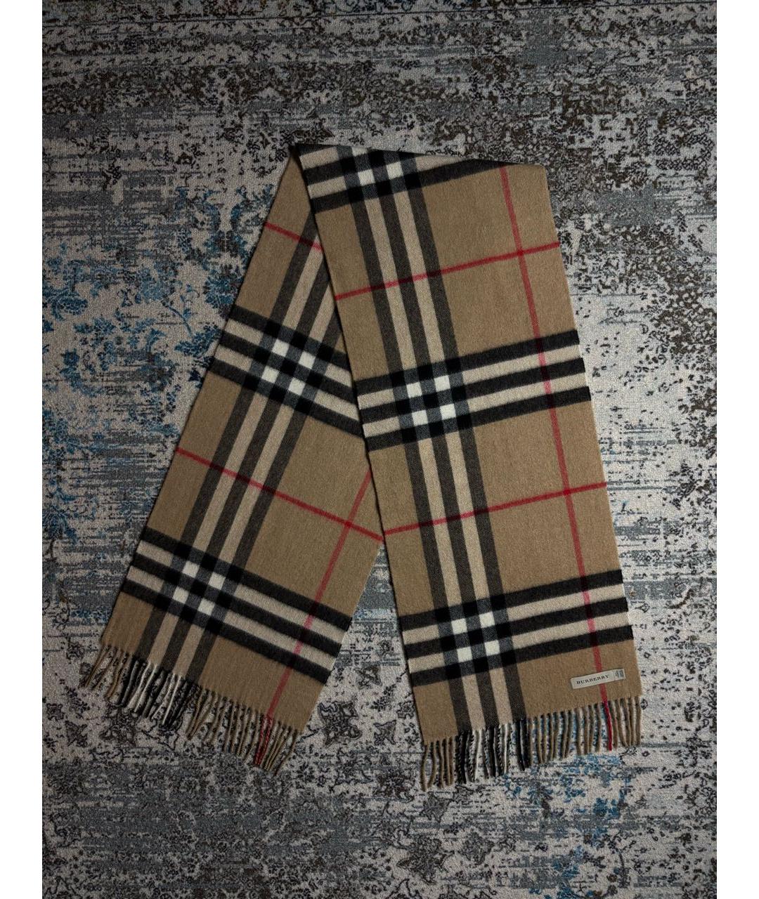 BURBERRY Бежевый кашемировый шарф, фото 8