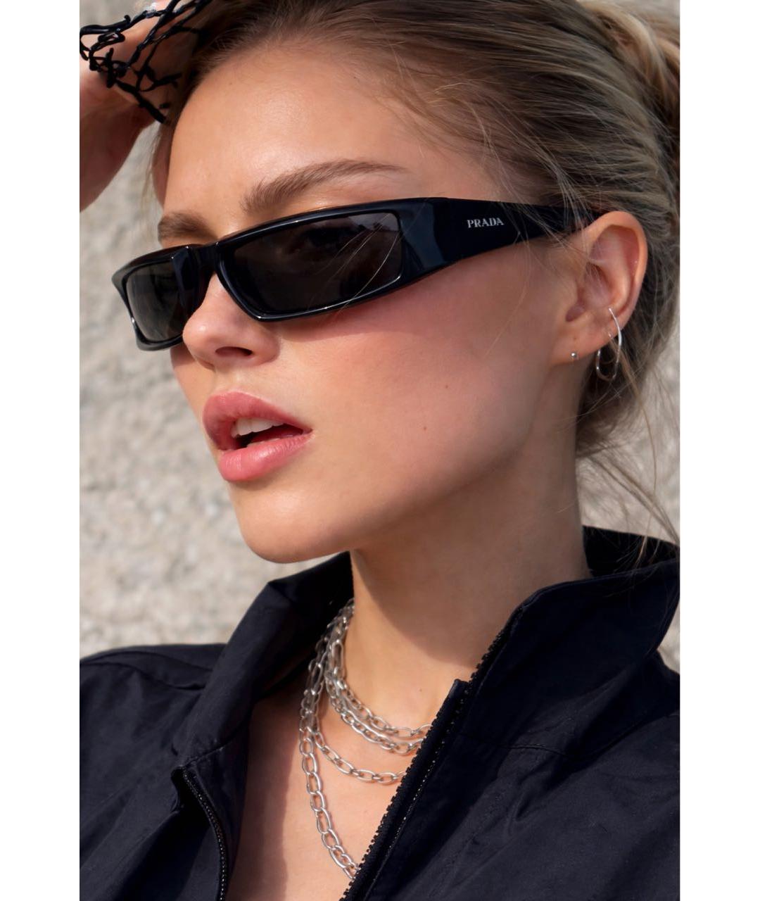 PRADA Черные пластиковые солнцезащитные очки, фото 6