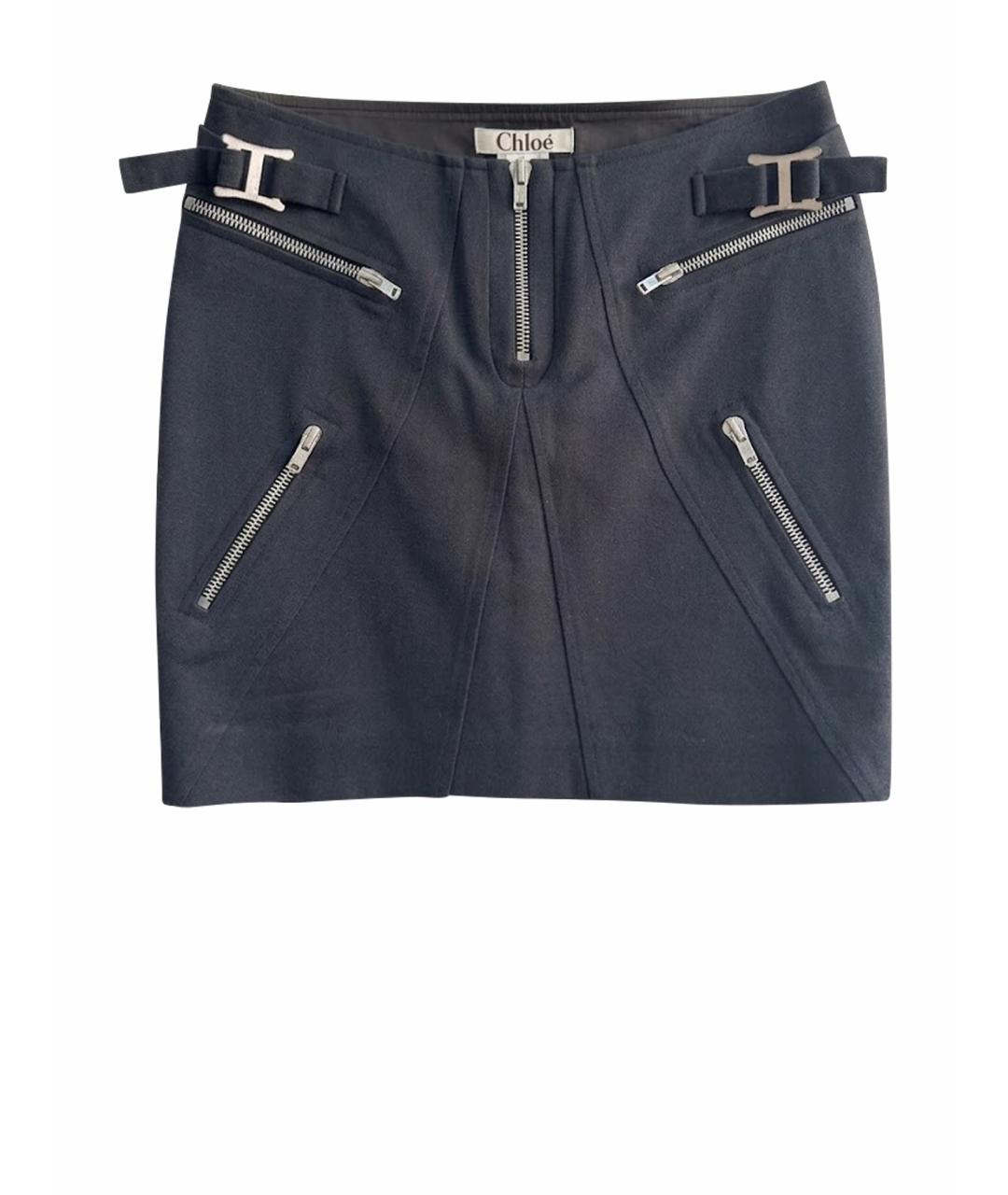 CHLOE Черная хлопковая юбка мини, фото 1