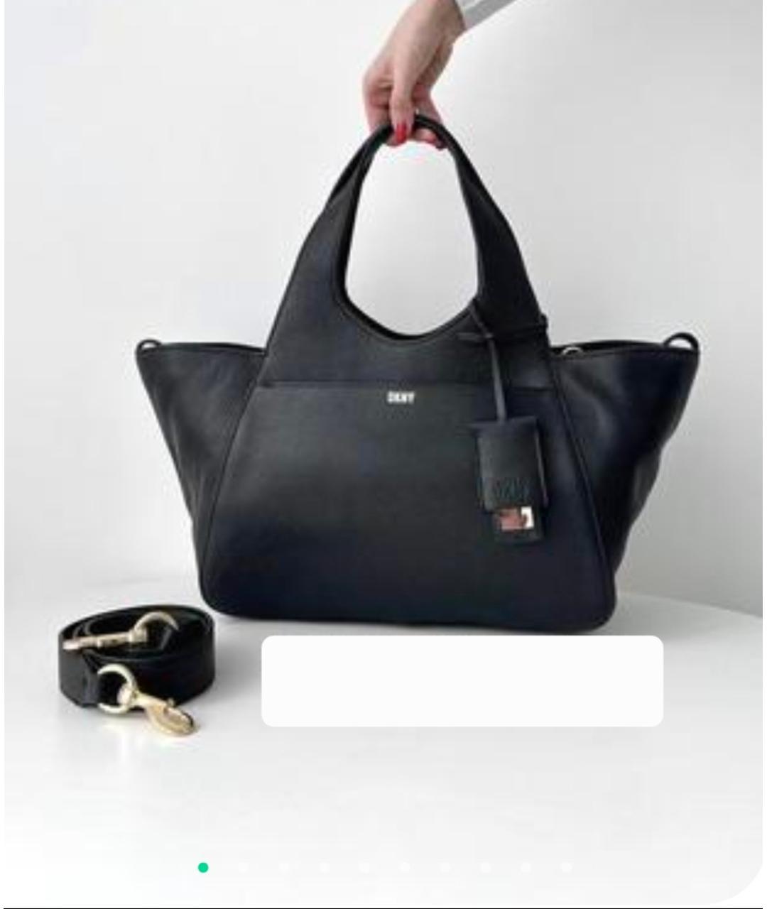 DKNY Черная кожаная сумка тоут, фото 8