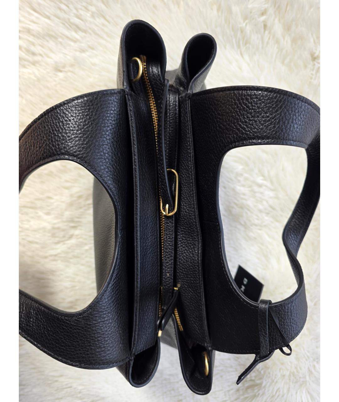DKNY Черная кожаная сумка тоут, фото 3