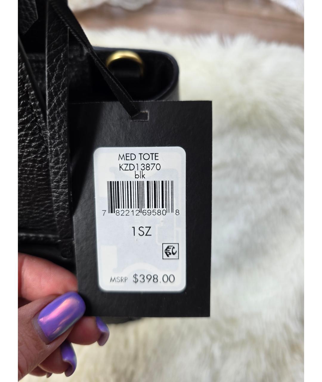 DKNY Черная кожаная сумка тоут, фото 5