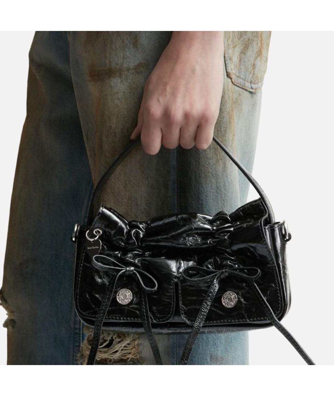 ACNE STUDIOS Черная кожаная сумка с короткими ручками, фото 5
