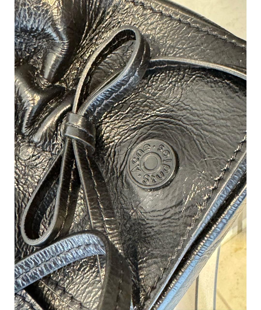 ACNE STUDIOS Черная кожаная сумка с короткими ручками, фото 7