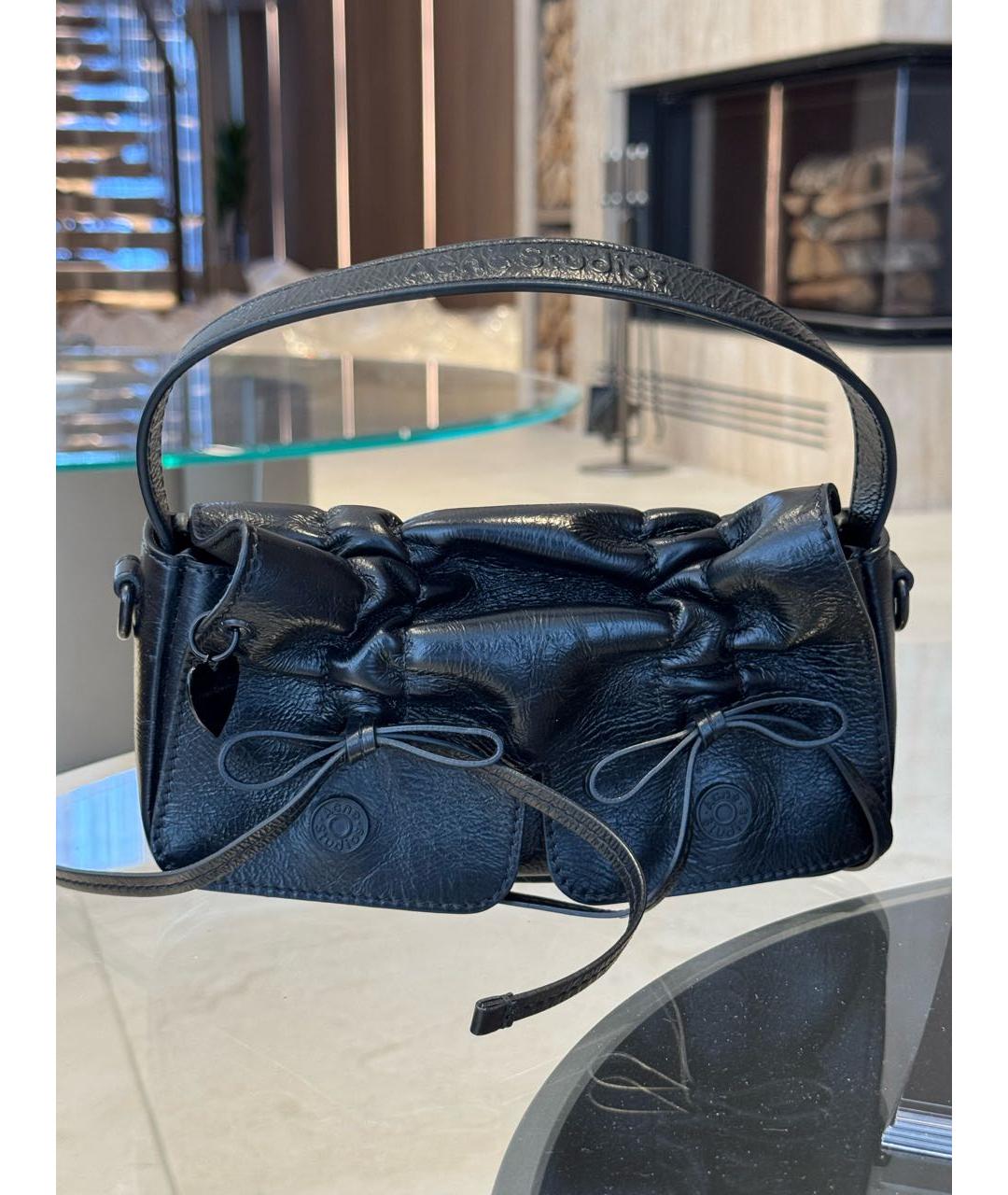ACNE STUDIOS Черная кожаная сумка с короткими ручками, фото 2