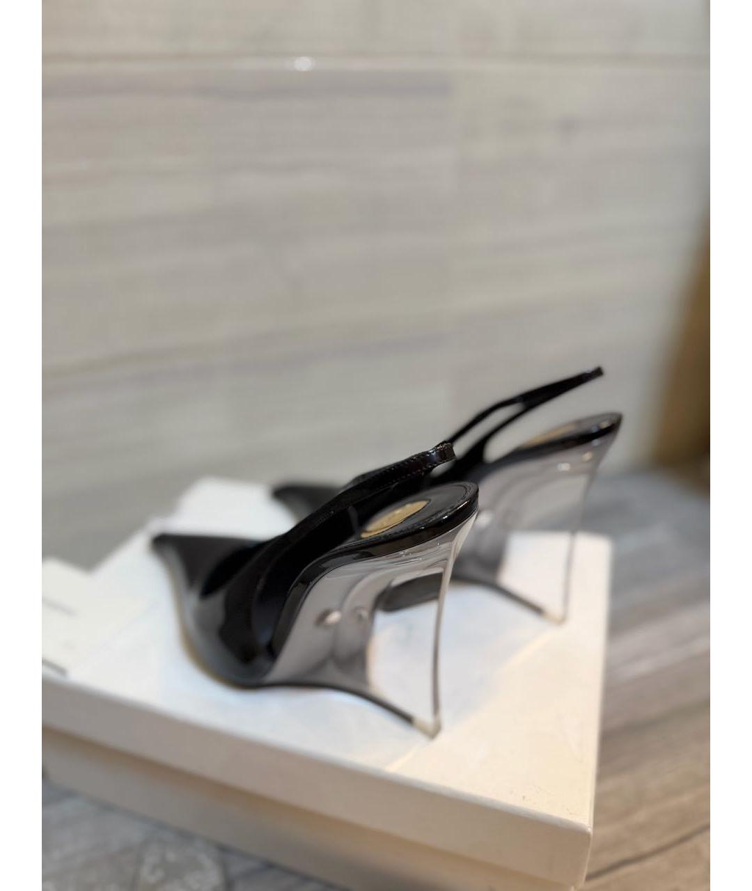 SAINT LAURENT Черные кожаные туфли, фото 2