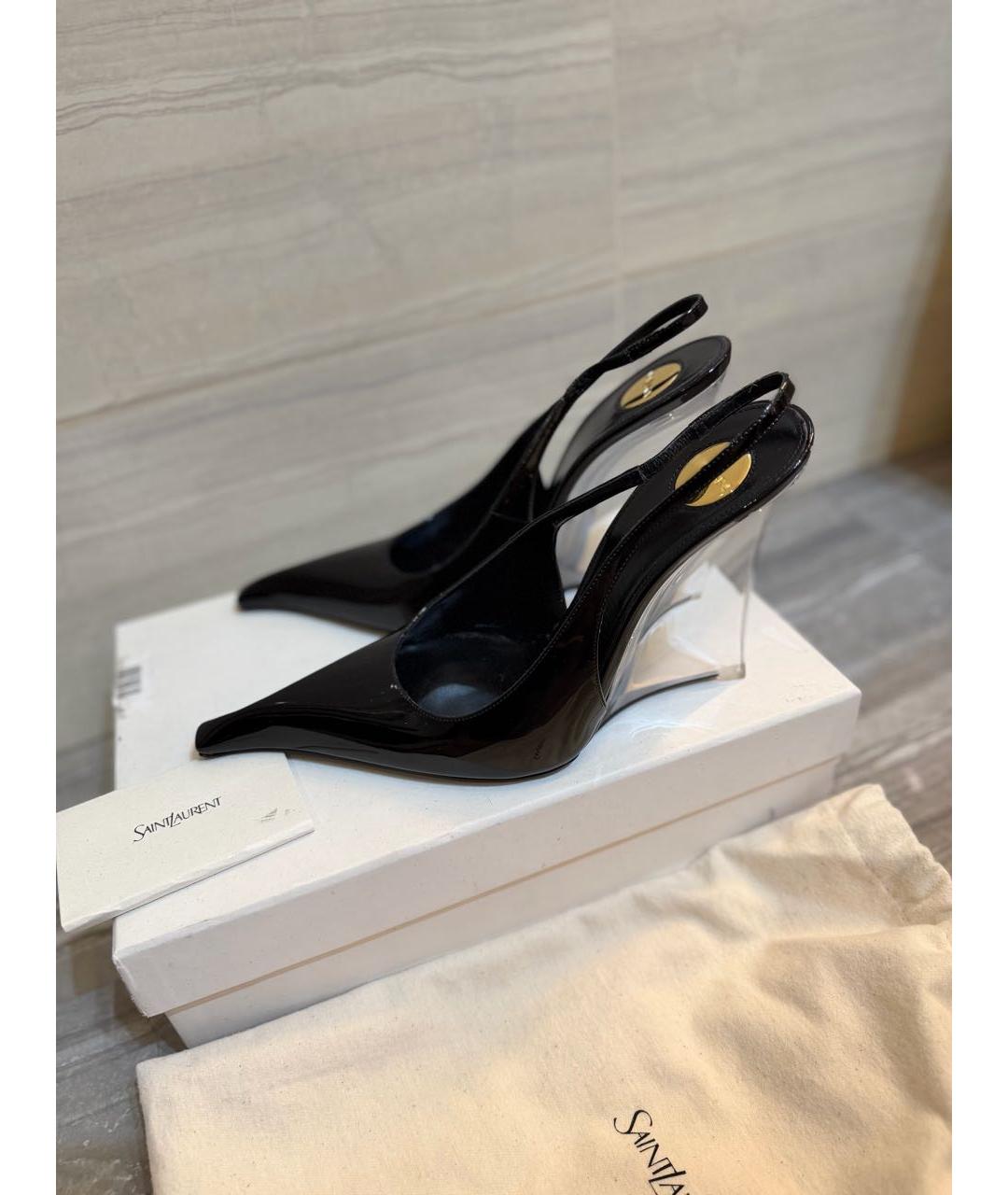 SAINT LAURENT Черные кожаные туфли, фото 4