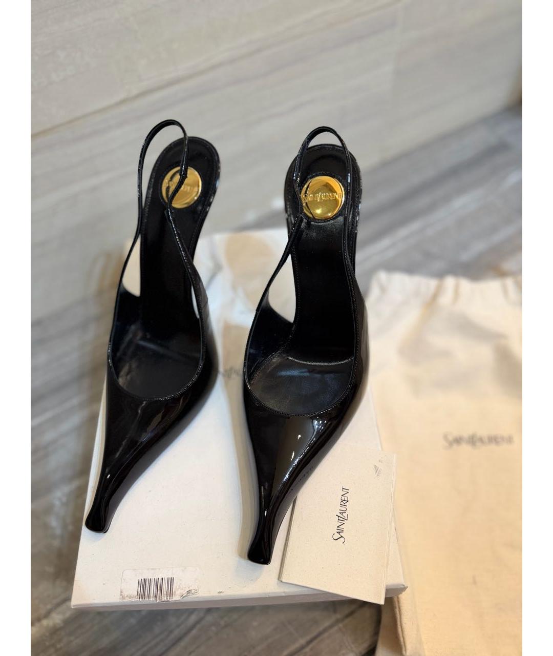 SAINT LAURENT Черные кожаные туфли, фото 3