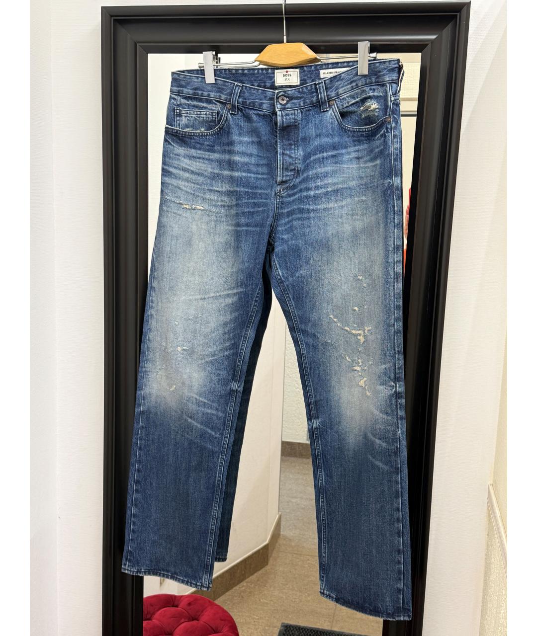 HUGO BOSS Синие хлопковые прямые джинсы, фото 10
