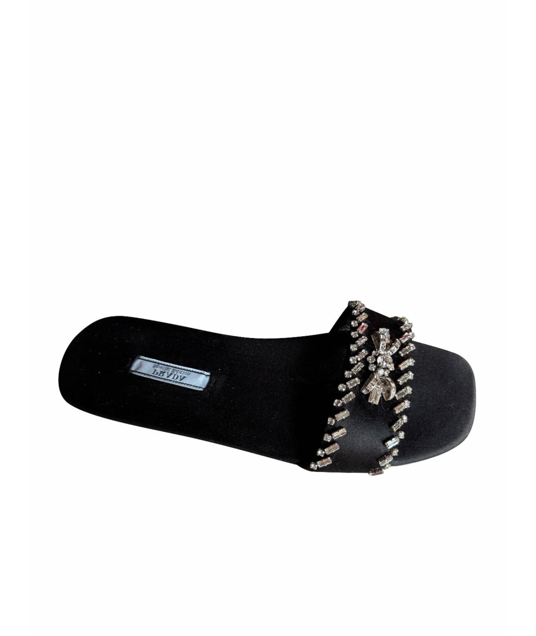 PRADA Черные текстильные шлепанцы, фото 1