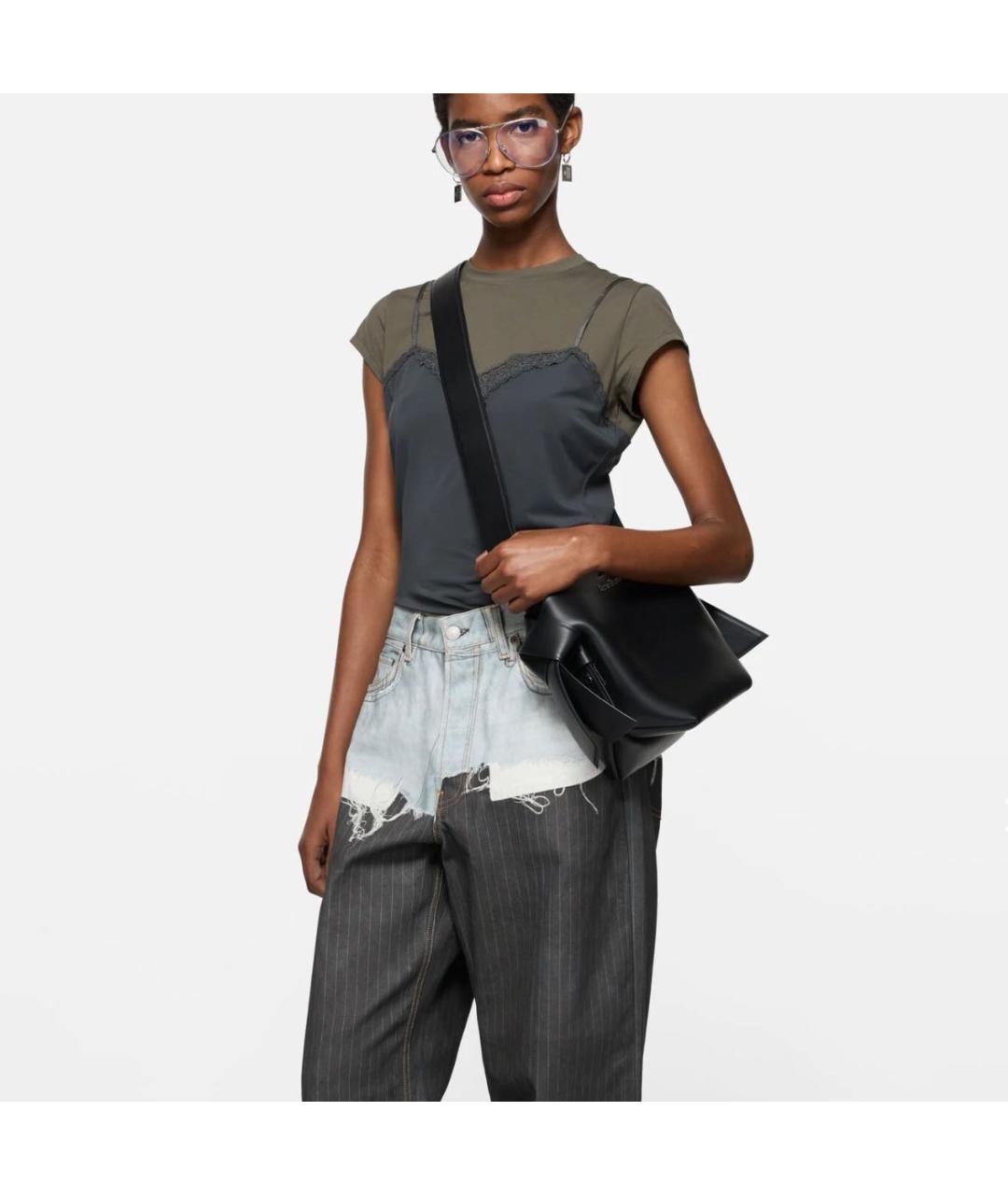 ACNE STUDIOS Черная кожаная сумка с короткими ручками, фото 2