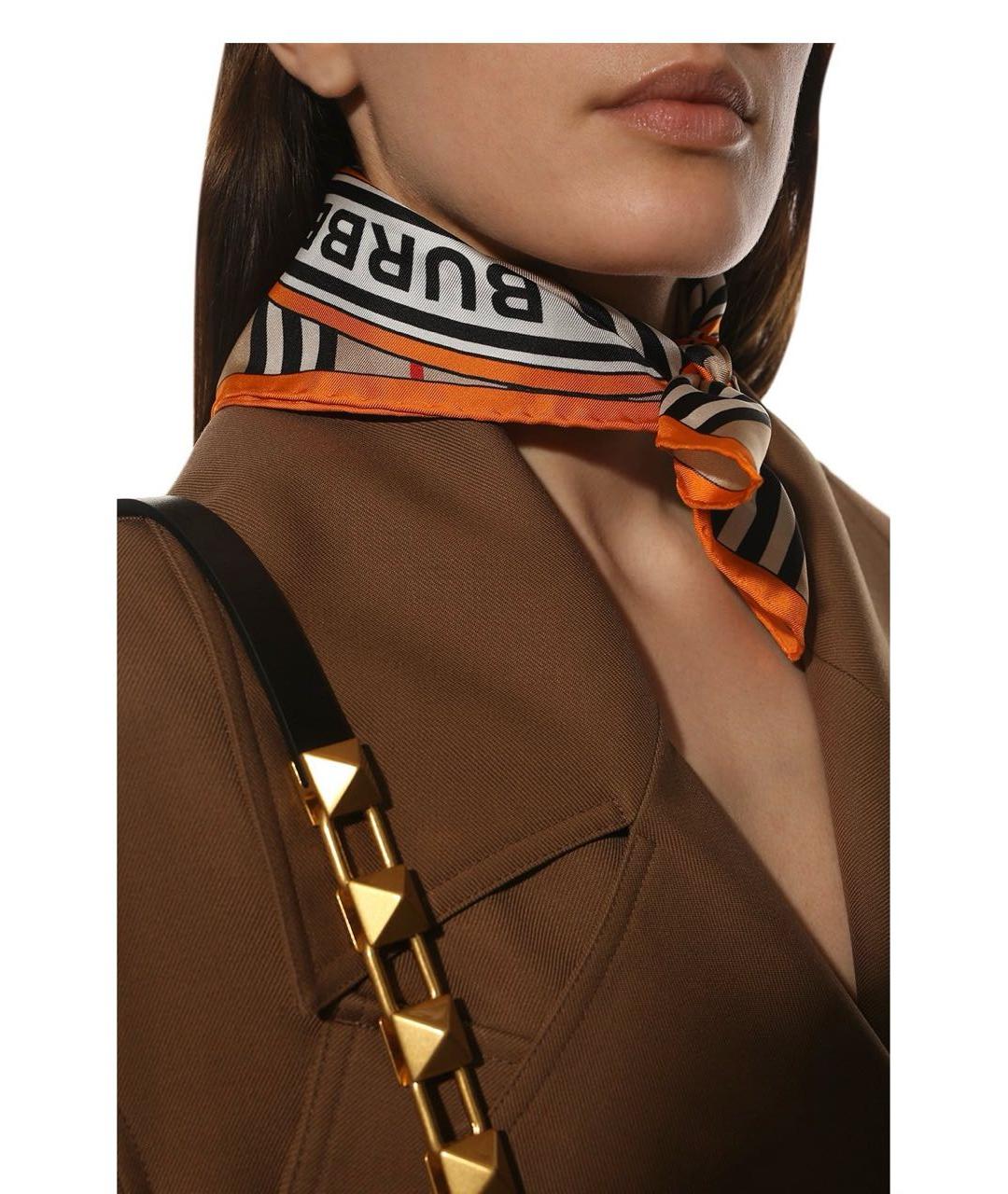 BURBERRY Бежевый шелковый шарф, фото 2