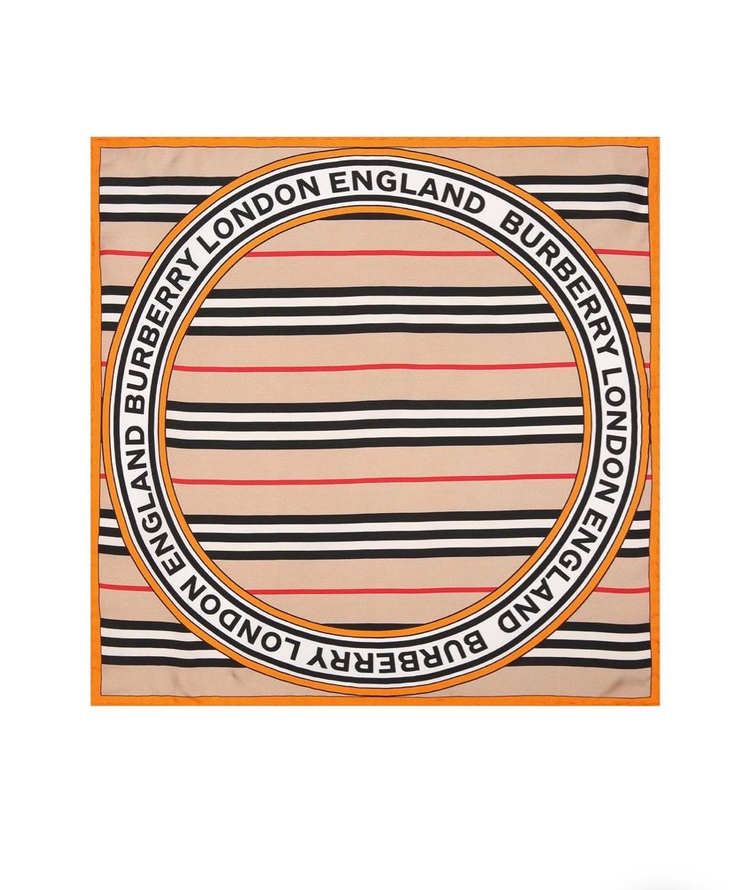 BURBERRY Бежевый шелковый шарф, фото 1