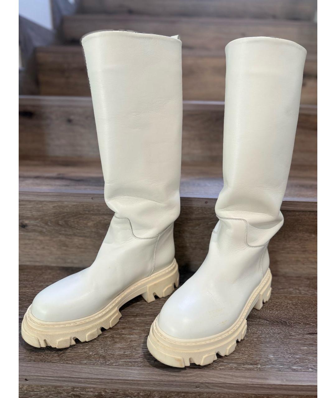 GIABORGHINI Белые кожаные сапоги, фото 2