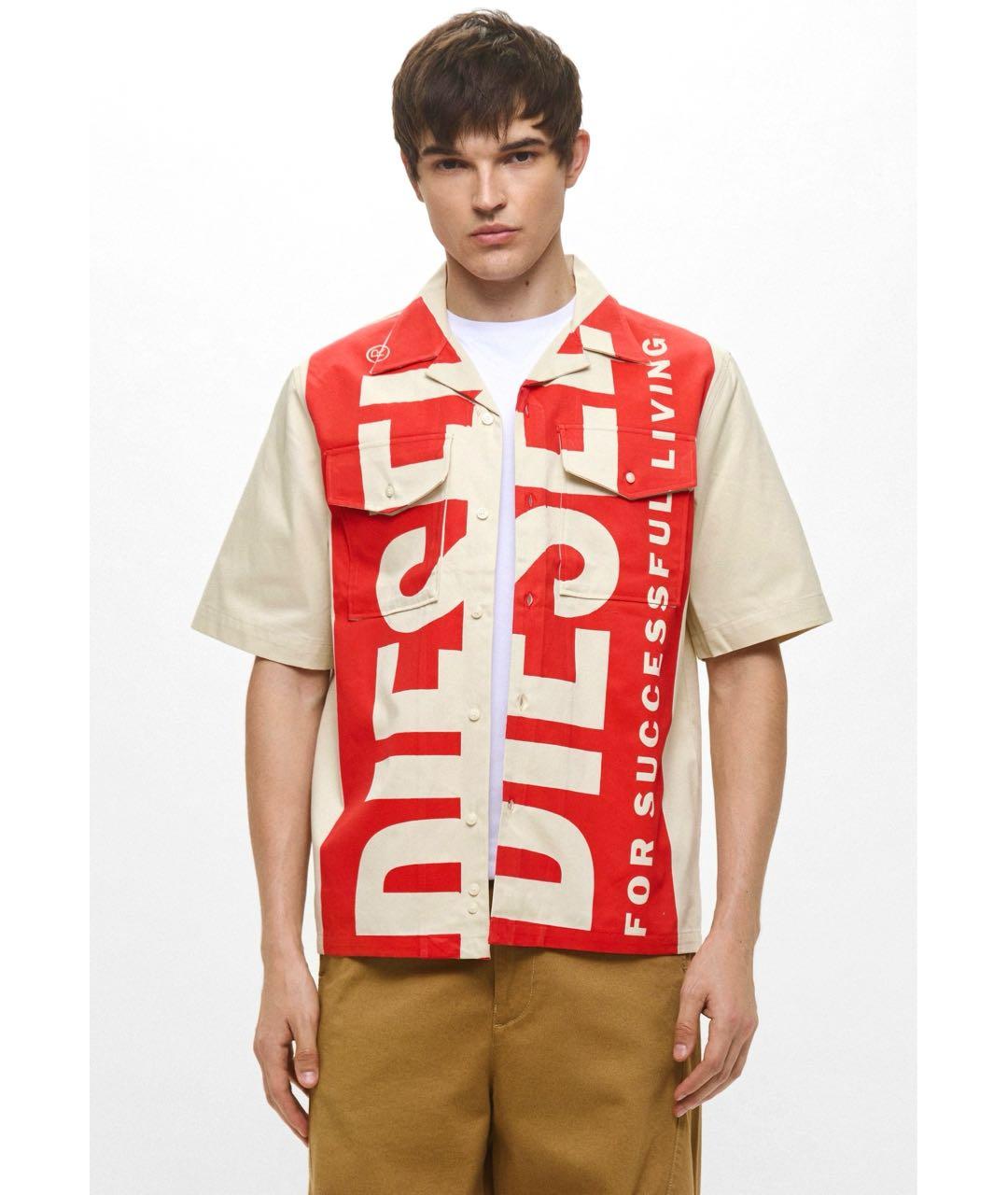 DIESEL Бежевая хлопковая кэжуал рубашка, фото 3