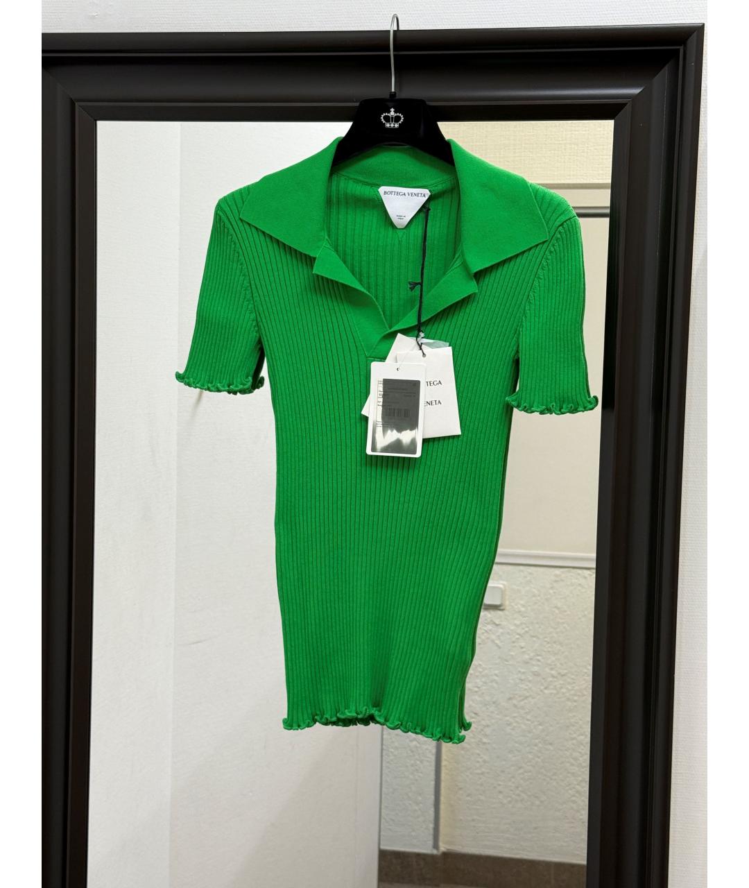 BOTTEGA VENETA Зеленая хлопковая футболка, фото 3