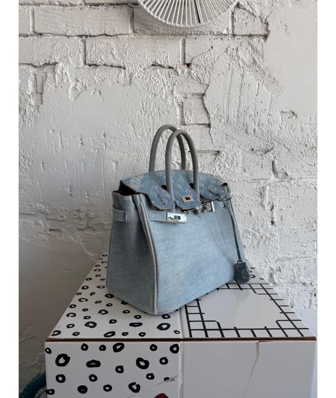 LOUIS VUITTON Голубая деним сумка с короткими ручками, фото 2