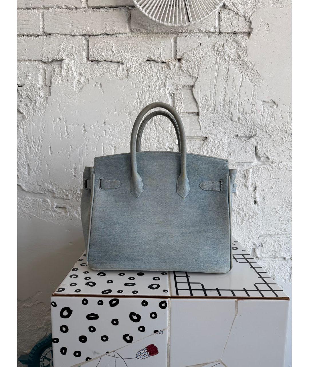 LOUIS VUITTON Голубая деним сумка с короткими ручками, фото 3