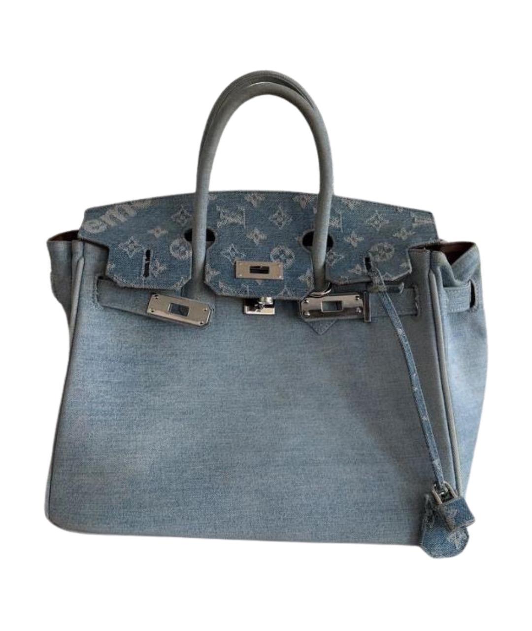 LOUIS VUITTON Голубая деним сумка с короткими ручками, фото 1