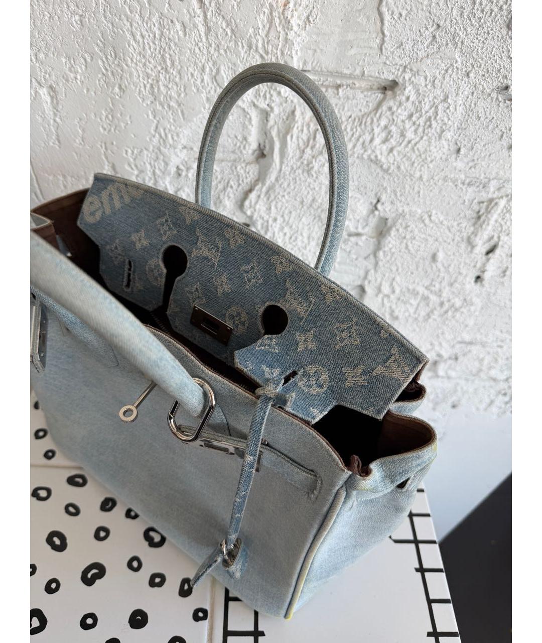 LOUIS VUITTON Голубая деним сумка с короткими ручками, фото 4