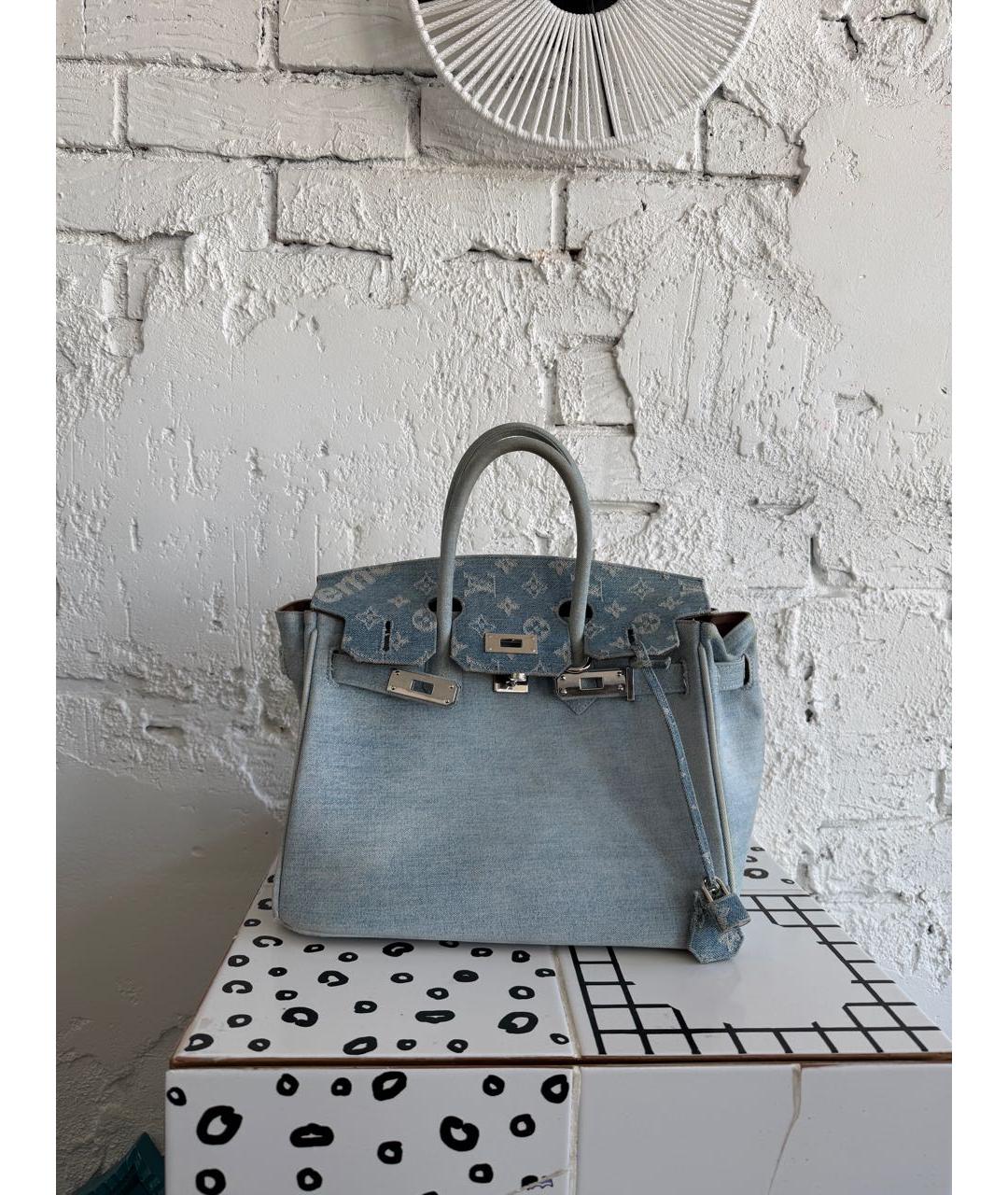 LOUIS VUITTON Голубая деним сумка с короткими ручками, фото 7