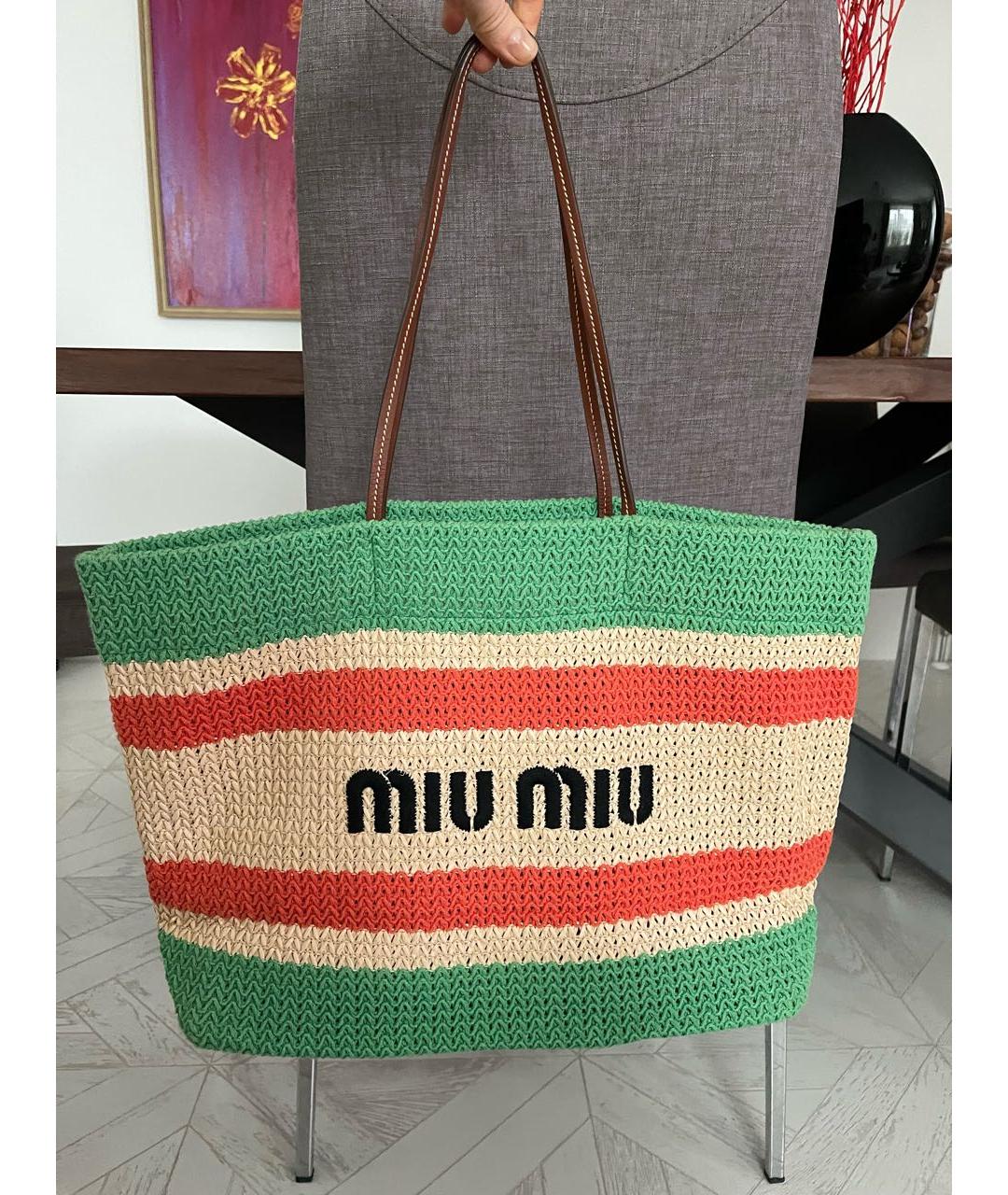 MIU MIU Мульти пелетеная пляжная сумка, фото 9