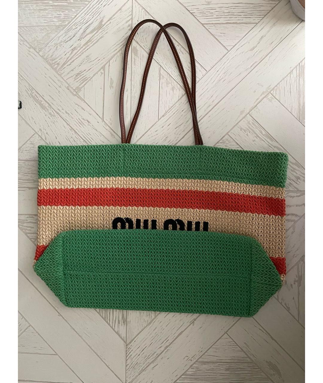 MIU MIU Мульти пелетеная пляжная сумка, фото 4