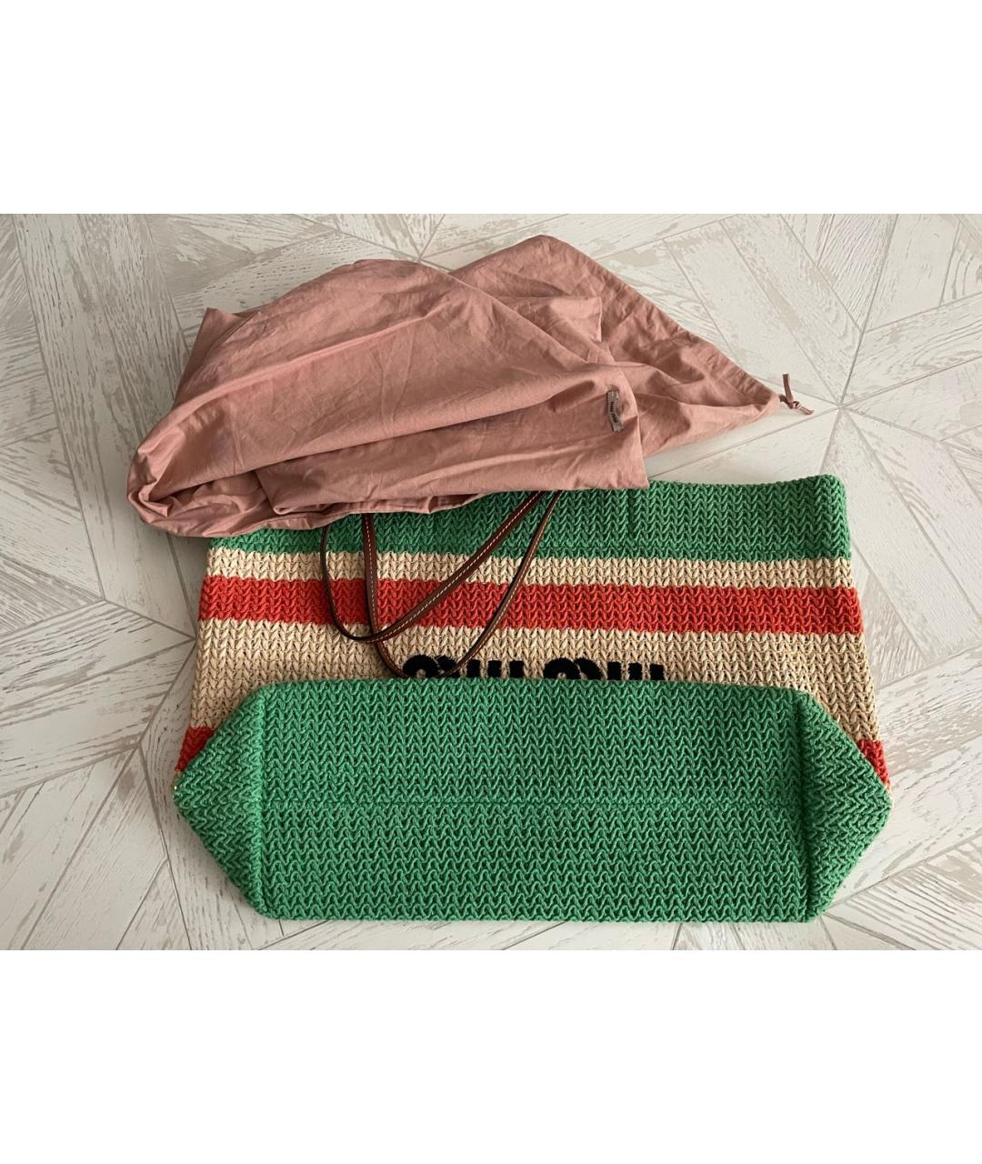 MIU MIU Мульти пелетеная пляжная сумка, фото 8