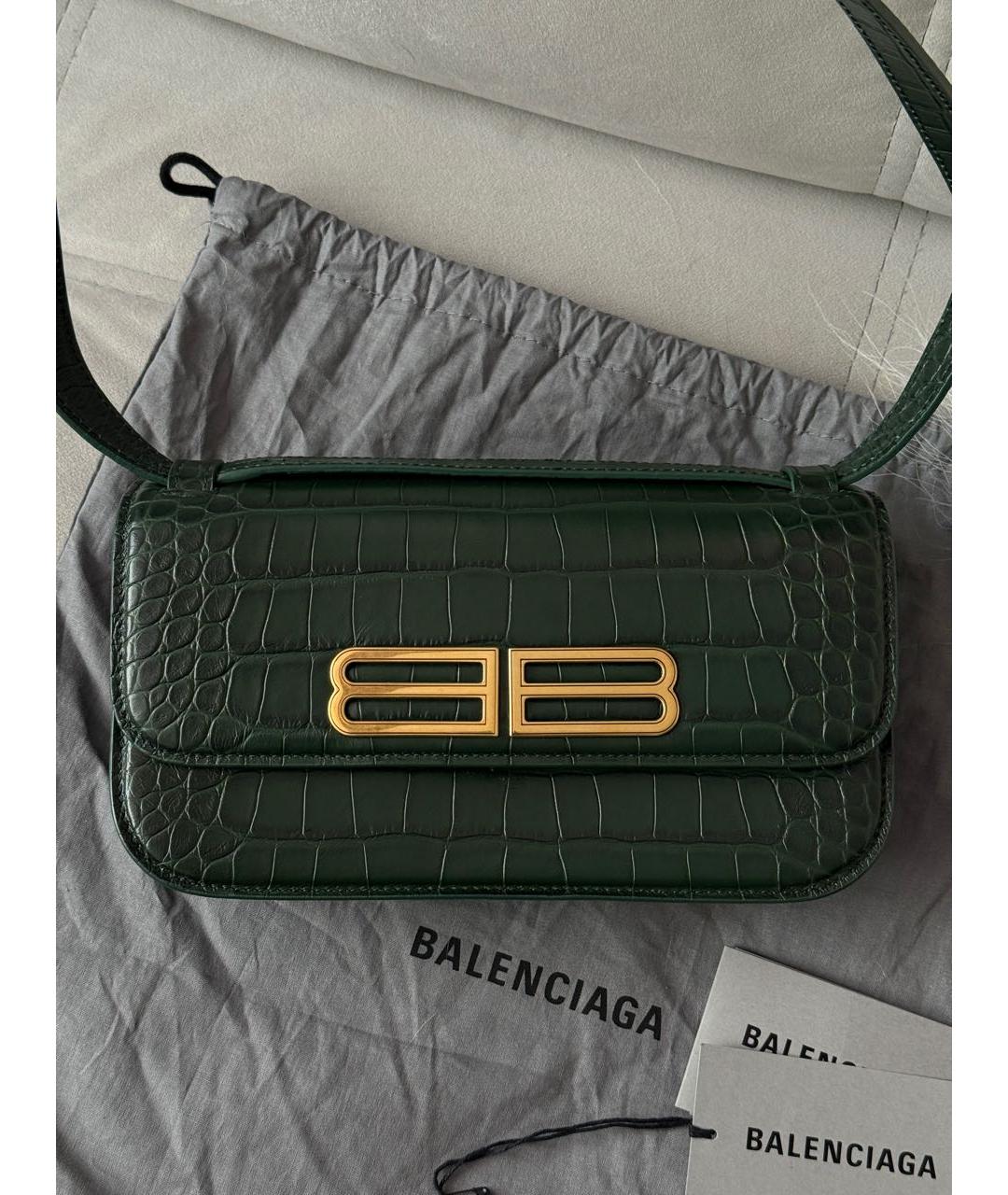 BALENCIAGA Зеленая кожаная сумка через плечо, фото 9